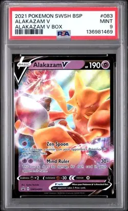 2021 Pokemon SWSH Black Star Promo 083 - PSA MINT 9 - ALAKAZAM V - Image 1