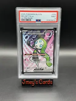 2025 Meloetta EX Pokemon Full Art PSA Graded NM 9 Ultra Rare Black EN - Image 1