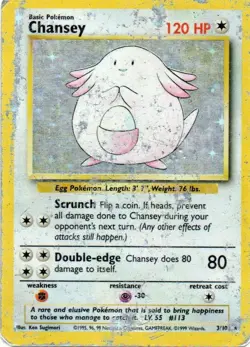 Pokemon: Base Set: Unlimited Holofoil Chansey: Heavily Played Condition - Image 1
