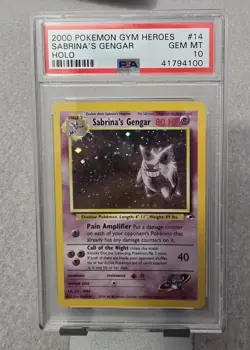 2000 Pokemon Gym Heroes Unlimited Sabrina's Gengar Holo CARD PSA 10 🌀🌀 POP 34 - Image 1