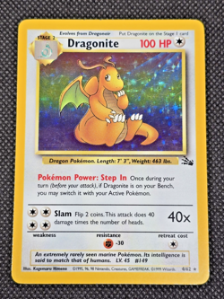 Pokemon Card Fossil Dragonite Holo Rare 4/62 LP Professionally Packaged - Image 1