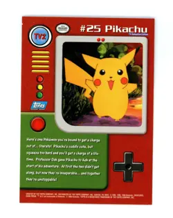 Pokemon Card - Pikachu TV2 - Blue Logo - Topps Series 1 - Image 2