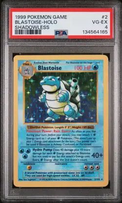 Blastoise Holo 2/102 Shadowless Game Pokemon PSA 4 - Image 1