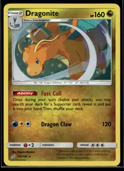 2019 Pokemon Sun and Moon Team Up 119 Dragonite Holo NM - Image 1