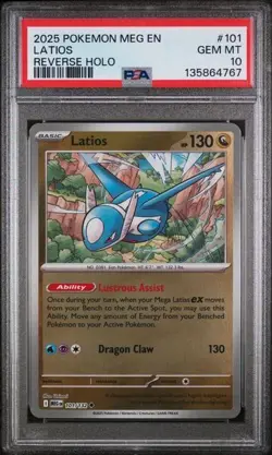 2025 Pokemon - Latios 101/132 Me01: Mega Evolution Reverse Holo - PSA 10 - Image 1