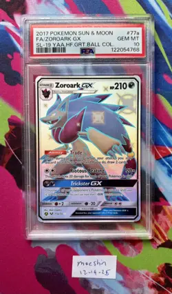2017 POKEMON SUN & MOON SHINING LEGENDS #77A FULL ART/ZOROARK GX PSA 10 - Image 1