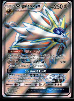 2017 Pokemon Sun and Moon 143 Solgaleo GX Full Art NM - Image 1