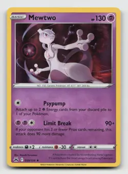 Pokemon TCG Mewtwo Crown Zenith Holo Card 059/159 Rare - Image 1