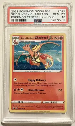 Pokemon PSA 10 Special Delivery Charizard SWSH075 Holo Black Star Promo - Image 1