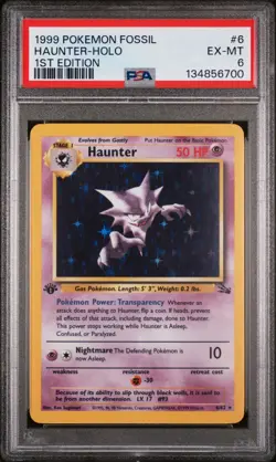 1999 POKEMON FOSSIL 1ST EDITION #6 HAUNTER-HOLO PSA 6 - Image 1