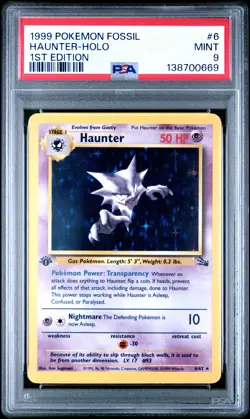 1999 POKEMON FOSSIL 1ST ED #6 HAUNTER-HOLO PSA 9 - Image 1
