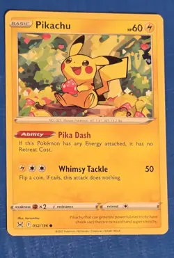 Pikachu 052/196 Lost Origin Pokemon TCG Card NM - Image 1