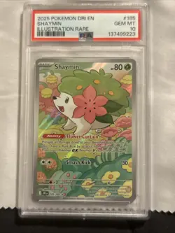 2025 POKEMON DRI EN-DESTINED RIVALS ILLUSTRATION RARE #185 SHAYMIN PSA 10 - Image 3