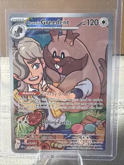 Pokemon TCG Arven's Greedent 205/182 Destined Rivals Illustration Rare - Image 1