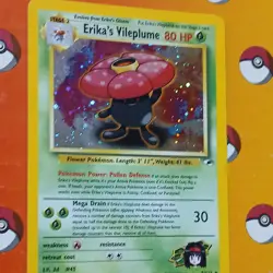 Pokemon TCG Erika's Vileplume Unlimited Holo Rare Gym Heroes 5/132 - Image 1
