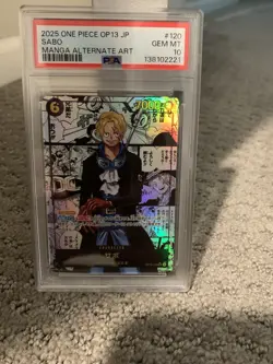 2025 ONE PIECE JPN OP13-CARRYING ON HIS WILL MANGA ALTERNATE ART SABO PSA 10 - Image 1