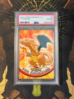 Pokemon 1999 Topps Charizard 6 Blue Logo PSA 6 - Image 1