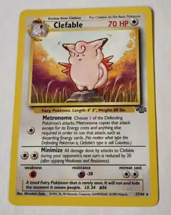 CLEFABLE NON HOLO POKEMON CARD 17/64 JUNGLE - Image 1