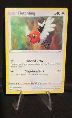 SQUARE MISCUT Fletchling 138/203 Pokemon Card - Full Alignment Dot Visible - Image 1