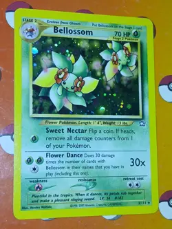 Pokemon TCG Bellossom Neo Genesis Holo Unlimited Rare Card 3/111 Mint swirl - Image 1
