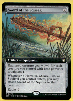 SWORD OF THE SQUEAK EXTENDED ART BLOOMBURROW COMMANDER BLC RARE EQUIPMENT MTG 72 - Image 1