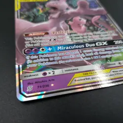 Mewtwo & Mew GX 71/236 Ultra Rare Holo Tag Team Unified Minds Pokemon Card NM - Image 3