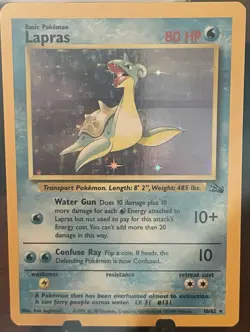 Pokemon Lapras Fossil Card 10/62 Holo Rare 1995, 96,98 - Image 1