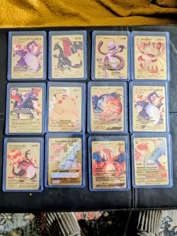 12 Count Of Collectible Gold Foil Fan Art Pokemon Cards - Image 1
