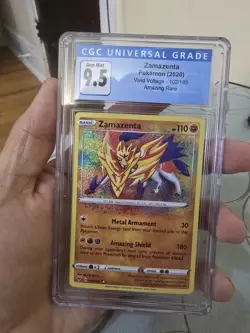 CGC GEM MINT 9.5 Zamazenta Amazing Rare Pokemon Vivid Voltage 102/185 - Image 1