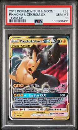 Pikachu & Zekrom Gx 33/181 Team Up Pokemon PSA 10 - Image 1