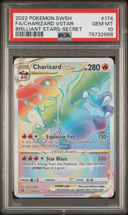 Charizard Vstar PSA 10 Brilliant Stars Pokemon Secret 174 - Image 1