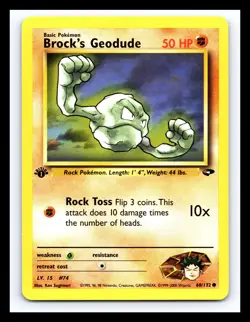 💥 Brock's Geodude 1st Edition Stamp Gym Challenge Pokemon 2000 Vintage # 68/132 - Image 1