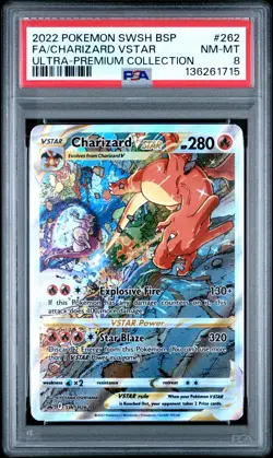 2022 POKEMON SWSH BLACK STAR PROMO #262 FULL ART/CHARIZARD VSTAR PSA 8 - Image 1