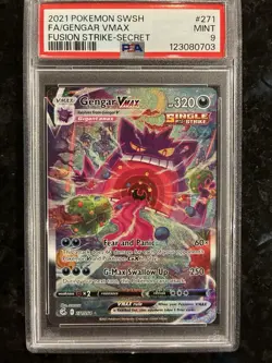 2021 Pokemon SWSH #271 FA/Gengar VMAX Fusion Strike - Secret Psa 9 Mint - Image 1