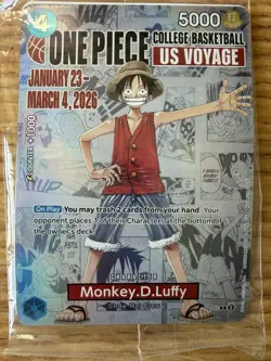 One Piece Card Game Monkey D. Luffy US Voyage College Basketball Promo Card - Image 3