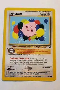 Igglybuff 40/75 Neo Discovery Rare Vintage Pokemon Card Iglybuff Igglypuff - Image 1