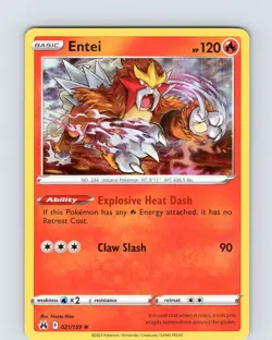 Pokemon TCG Entei SWSH Crown Zenith 021/159 Holo Rare Card NM - Image 1