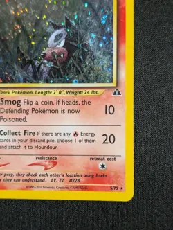 Pokemon TCG Houndour 5/75 Holo Rare Neo Discovery Unlimited MP w/ SWIRL - Image 4