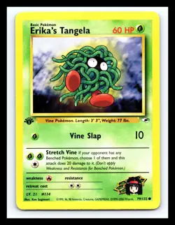 💥 Erika's Tangela Gym Heroes 1st Edition Non Holo # 79/132 Pokemon Vintage - Image 1