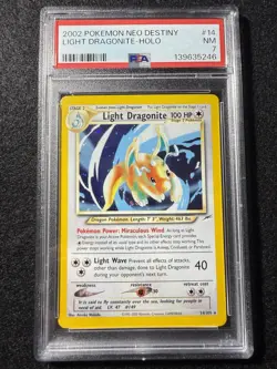 2002 POKEMON NEO DESTINY #14 LIGHT DRAGONITE-HOLO PSA 7 - Image 1