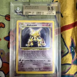 1999 Pokemon TCG Alakazam Base Set Holo Card 1/102 BGS 9.5 Gem Mint - Image 1