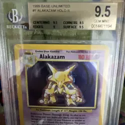 1999 Pokemon TCG Alakazam Base Set Holo Card 1/102 BGS 9.5 Gem Mint - Image 3