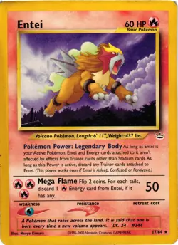 Pokemon TCG Entei Neo Revelation Card 17/64 Unlimited Rare HEAVY DMG - Image 1