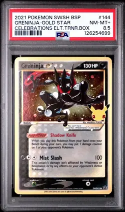 2021 POKEMON SWSH BLACK STAR PROMO #144 GRENINJA-GOLD STAR PSA 8.5 - Image 1