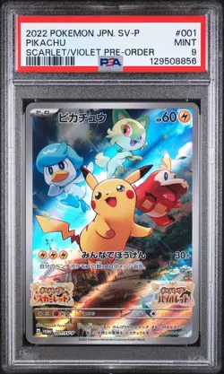 PSA 9 Pikachu 001/SV-P Scarlet & Violet Pre-order Sv Promo Pokemon Japanese - Image 1