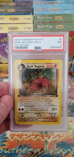 Pokemon 1999 1st Edition Rocket Dark Dugtrio Holo ✨ 6/82 PSA 7 Near Mint! - Image 1