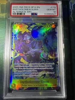 One Piece 2025 OP12-LEGACY of the Master #119 Bartholomew Kuma Alt Art PSA 10 - Image 1