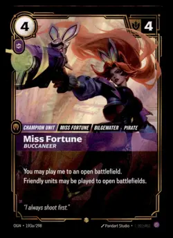 2025 RIFTBOUND LEAGUE OF LEGENDS OGN 193A/298 MISS FORTUNE FOIL SHOWCASE - Image 1
