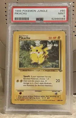 1999 Pokemon TCG Jungle Pikachu Red Cheeks, PSA 9, Card 60/64 - Image 1