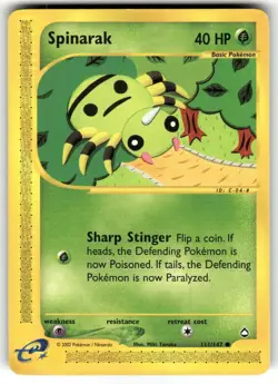 Spinarak 111/147 Common Non Holo Aquapolis Pokemon Card NM - Image 1